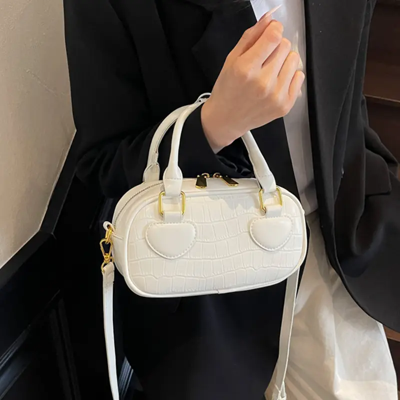 White Croc Texture Crossbody Bag for Women - Image 8