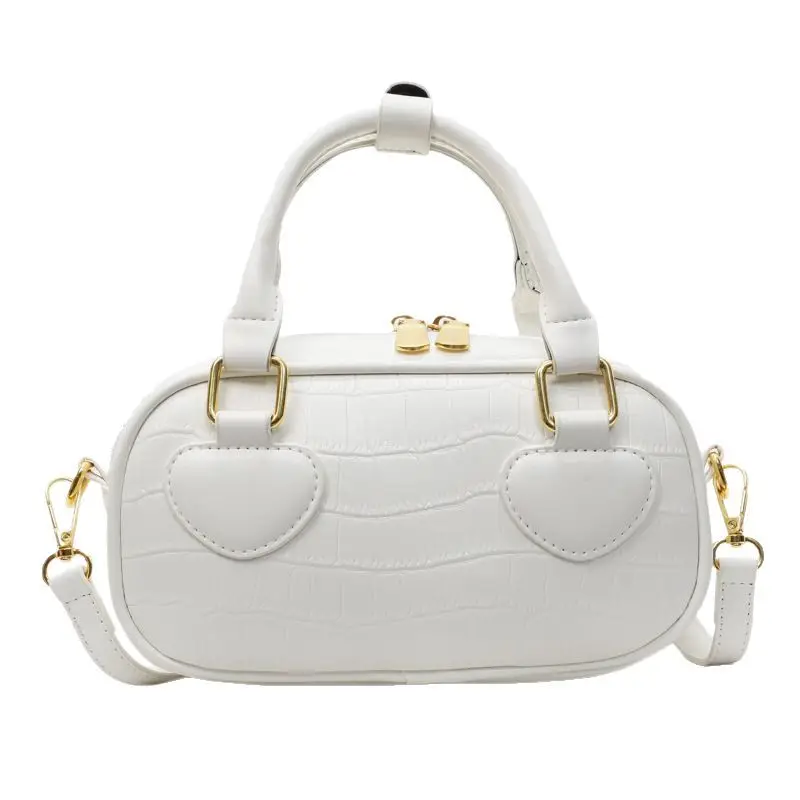 White Croc Texture Crossbody Bag for Women - Image 9