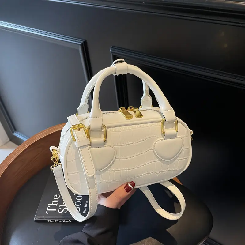 White Croc Texture Crossbody Bag for Women - Image 2