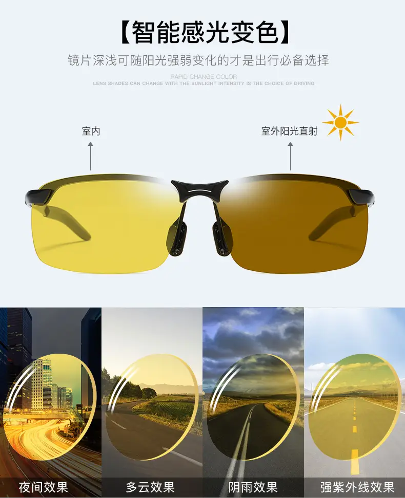 Men Color Changing Polarized Sunglasses Black Blue — feature 21