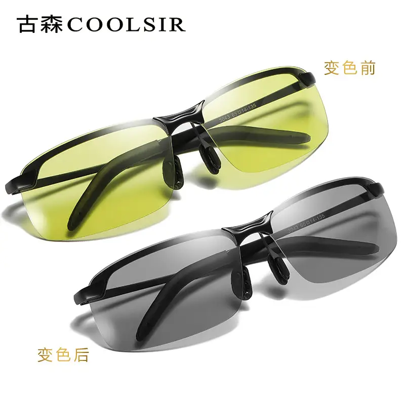 Men Color Changing Polarized Sunglasses Black Blue - Image 17