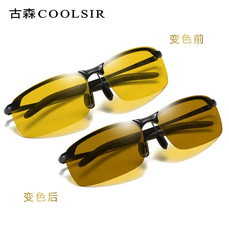 Men Color Changing Polarized Sunglasses Black Blue - Image 19