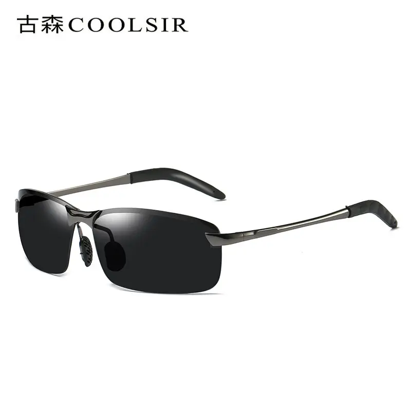 Men Color Changing Polarized Sunglasses Black Blue - Image 2