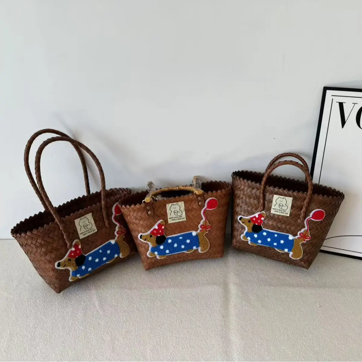 Vintage Woven Vegetable Basket Rattan Handbag Commuter Tote Bag