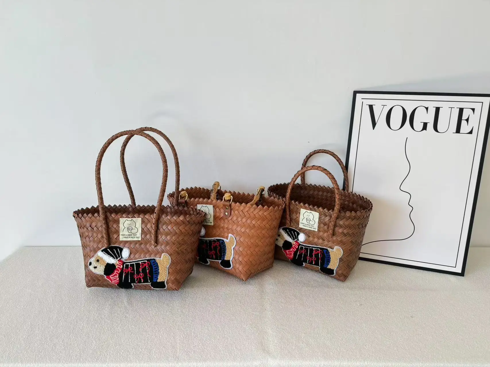 Vintage Woven Vegetable Basket Rattan Handbag Commuter Tote Bag — feature 6