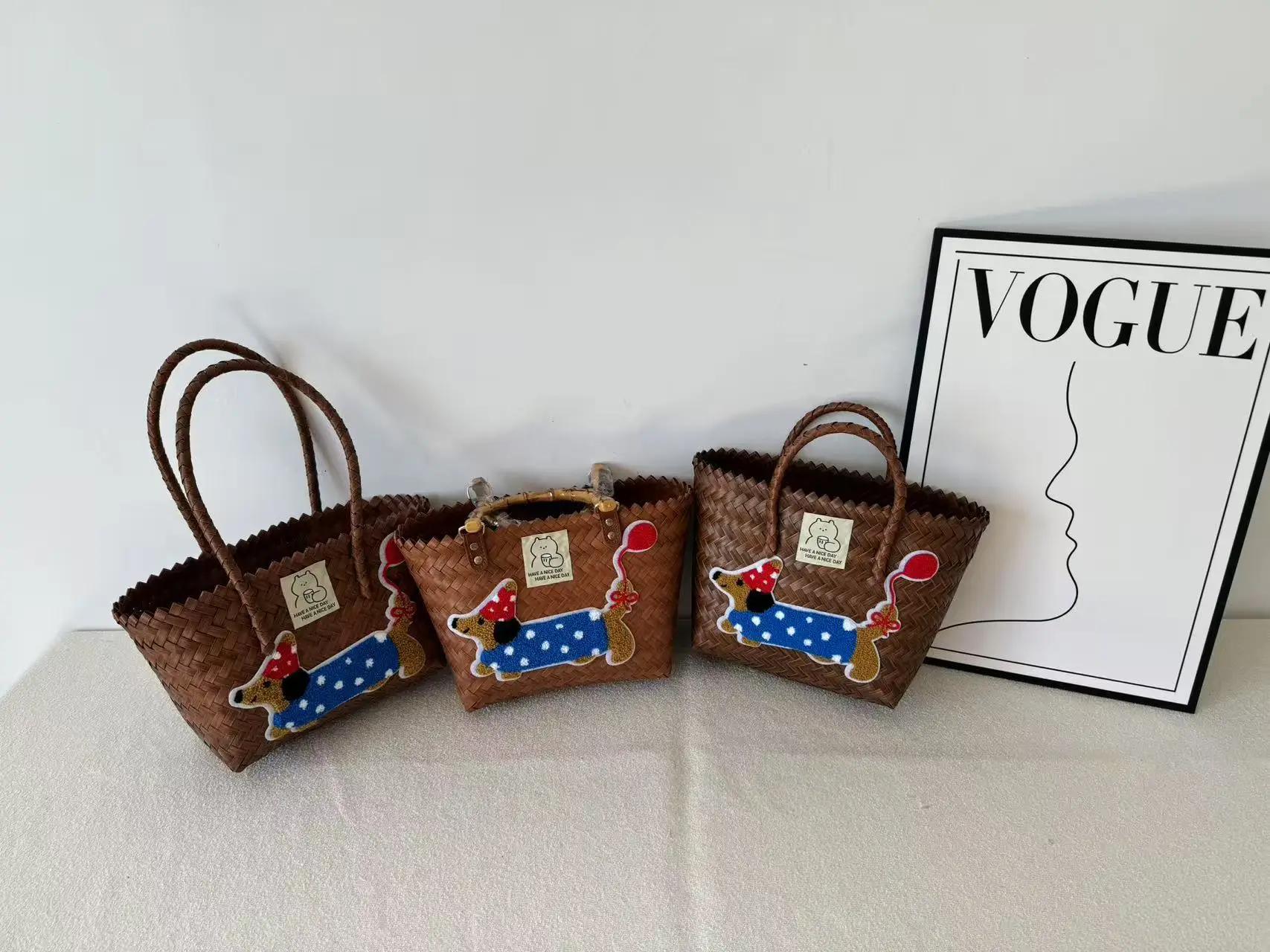 Vintage Woven Vegetable Basket Rattan Handbag Commuter Tote Bag — feature 7