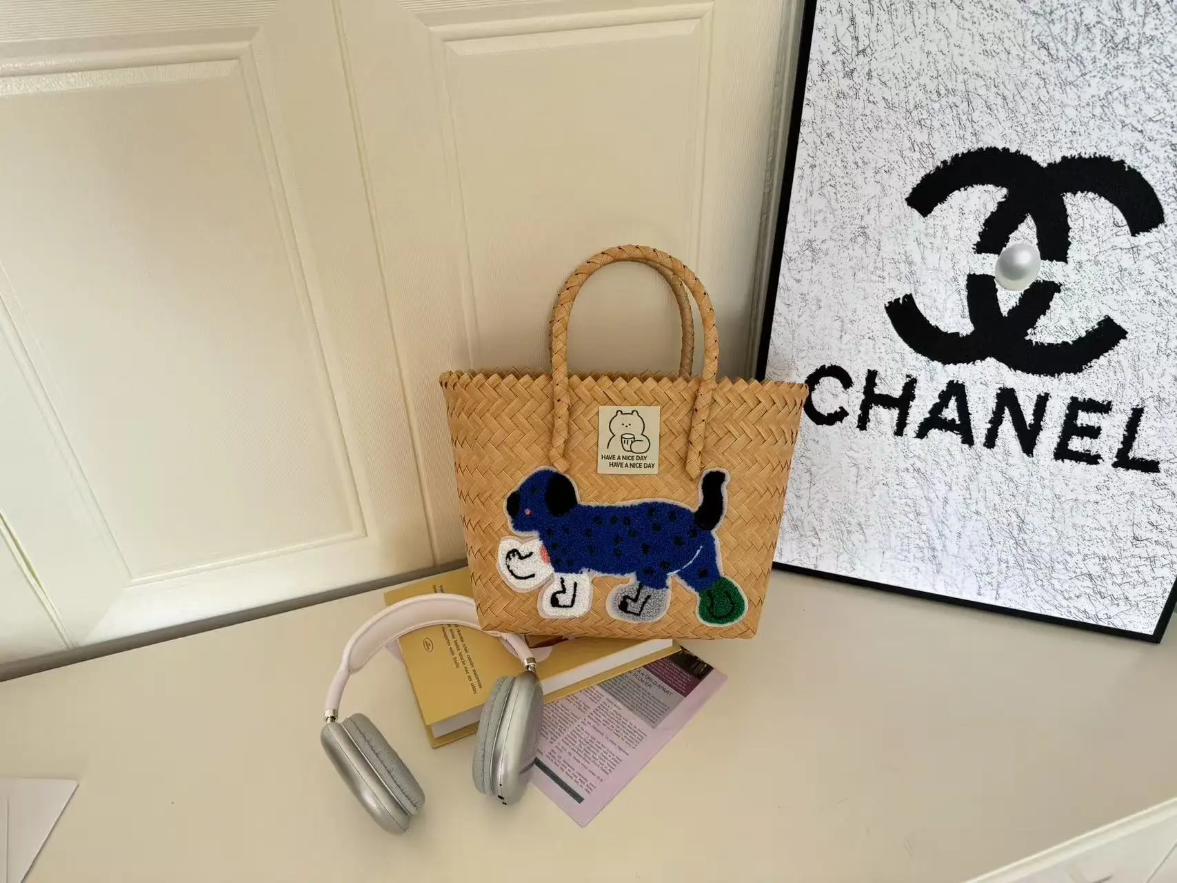 Vintage Woven Vegetable Basket Rattan Handbag Commuter Tote Bag