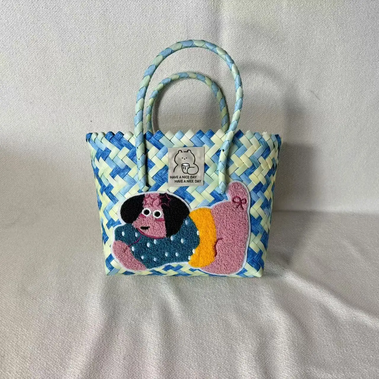 Vintage Woven Vegetable Basket Rattan Handbag Commuter Tote Bag
