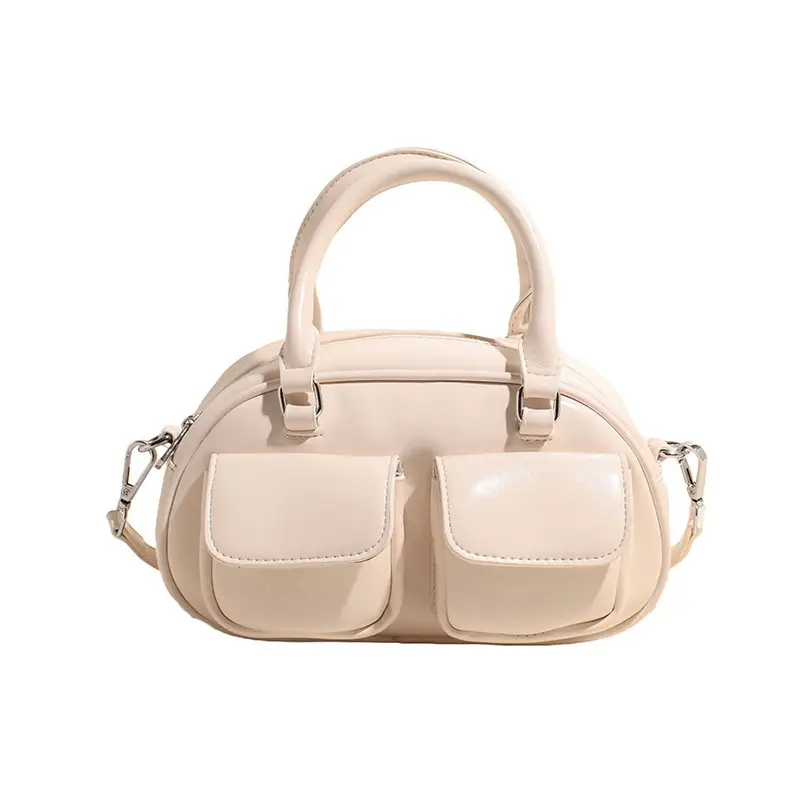 2025 Women's Beige PU Shoulder Bag with Two Pockets - Image 5
