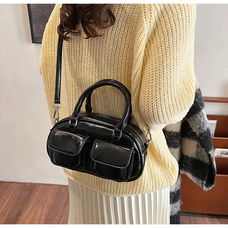 2025 Women's Beige PU Shoulder Bag with Two Pockets - Image 6