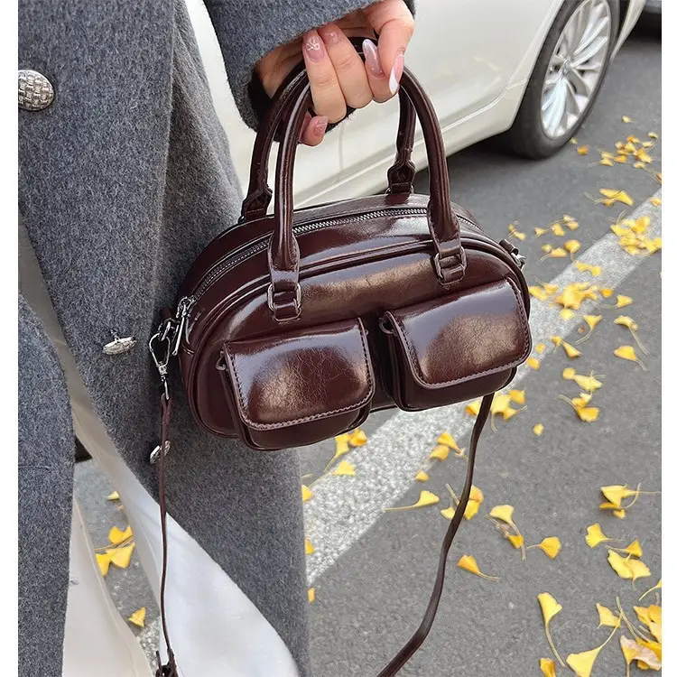 2025 Women's Beige PU Shoulder Bag with Two Pockets - Image 7