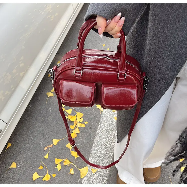 2025 Women's Beige PU Shoulder Bag with Two Pockets - Image 8