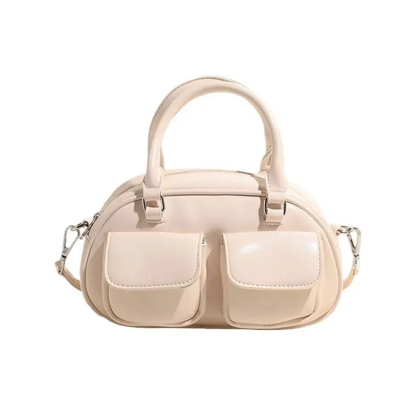 2025 Women's Beige PU Shoulder Bag with Two Pockets - Image 9