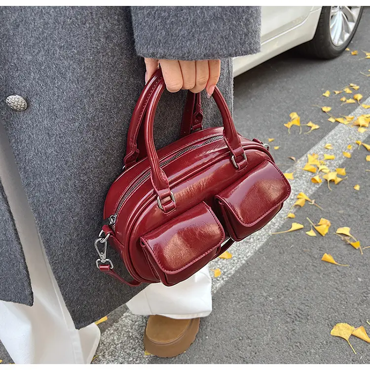 2025 Women's Beige PU Shoulder Bag with Two Pockets - Image 3