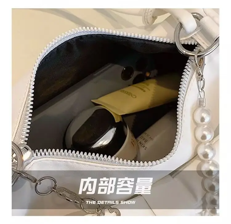 Women's White Pearl Chain Bow Crossbody Bag — feature 3