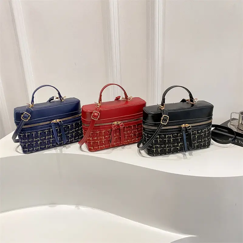 Red Plaid Woolen Crossbody Bag for Women 2025 - Image 7