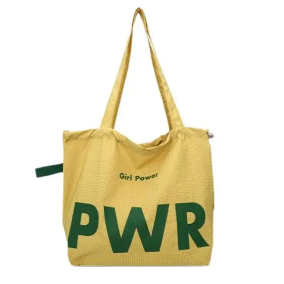 Women's Yellow PWR Drawstring Shoulder Bag Large Capacity - Image 7