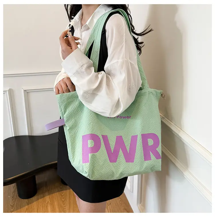 Women's Yellow PWR Drawstring Shoulder Bag Large Capacity — feature 9