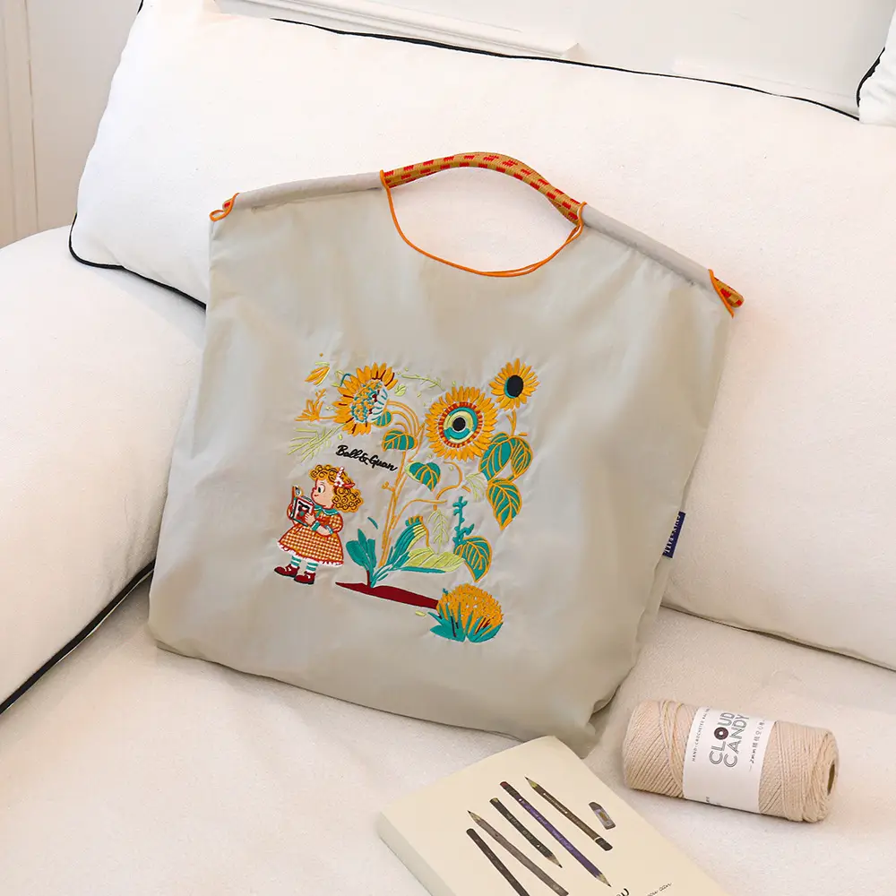 New Ins Style Embroidered Green Shopping Bag