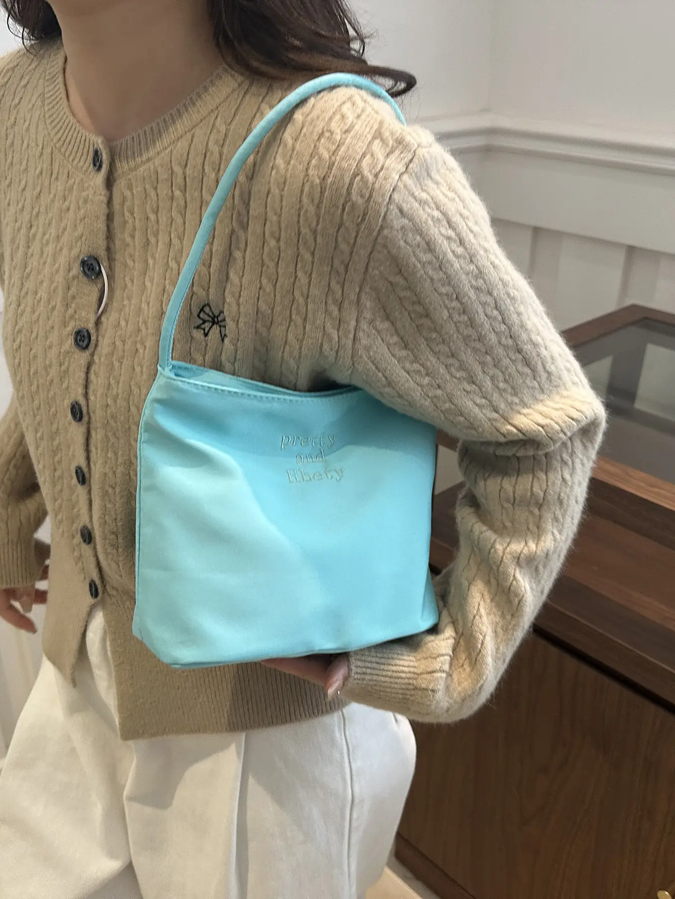 Women Pink Nylon Shoulder Bag 2025 New - Image 2