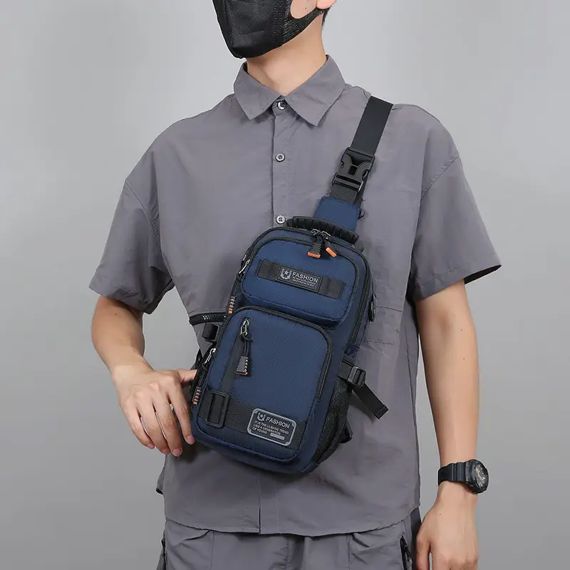Men's Multi-Purpose Chest Bag Navy Blue Travel Sports Lightweight - Image 6