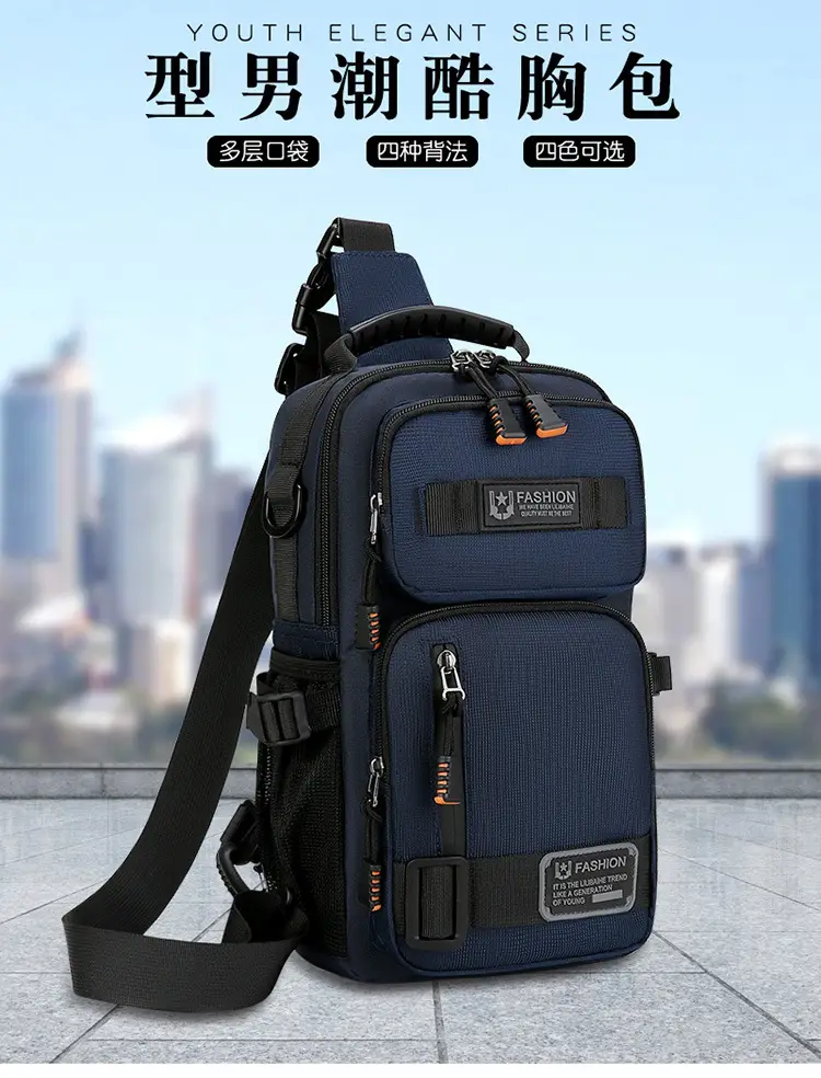 Men's Multi-Purpose Chest Bag Navy Blue Travel Sports Lightweight — feature 1