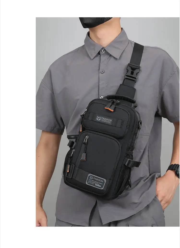 Men's Multi-Purpose Chest Bag Navy Blue Travel Sports Lightweight — feature 12