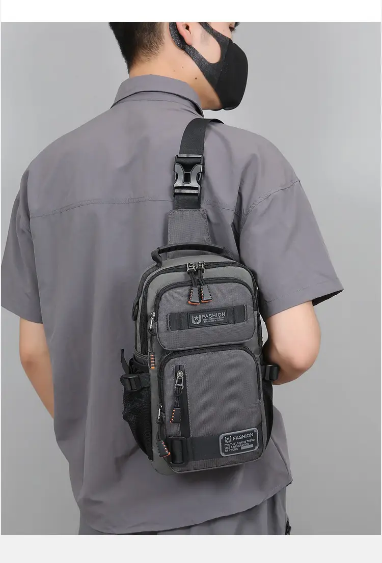 Men's Multi-Purpose Chest Bag Navy Blue Travel Sports Lightweight — feature 13