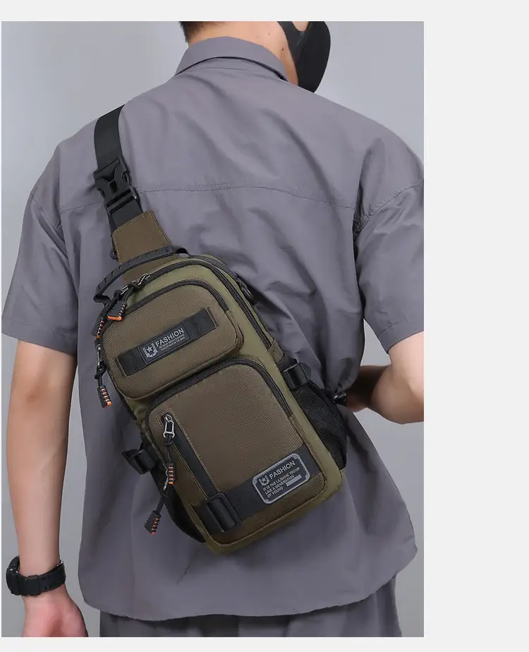 Men's Multi-Purpose Chest Bag Navy Blue Travel Sports Lightweight — feature 15