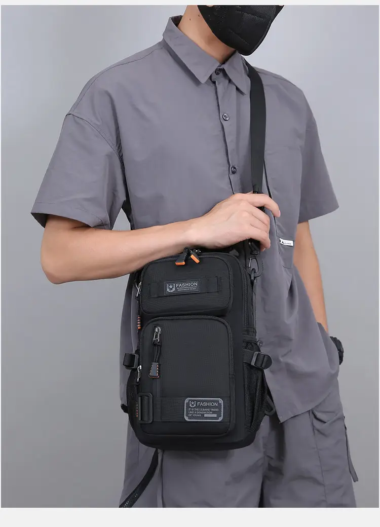 Men's Multi-Purpose Chest Bag Navy Blue Travel Sports Lightweight — feature 16