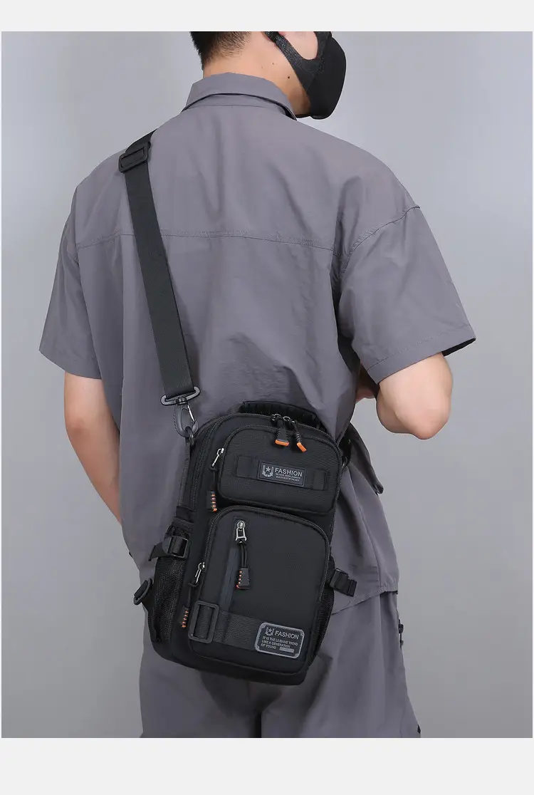 Men's Multi-Purpose Chest Bag Navy Blue Travel Sports Lightweight — feature 17