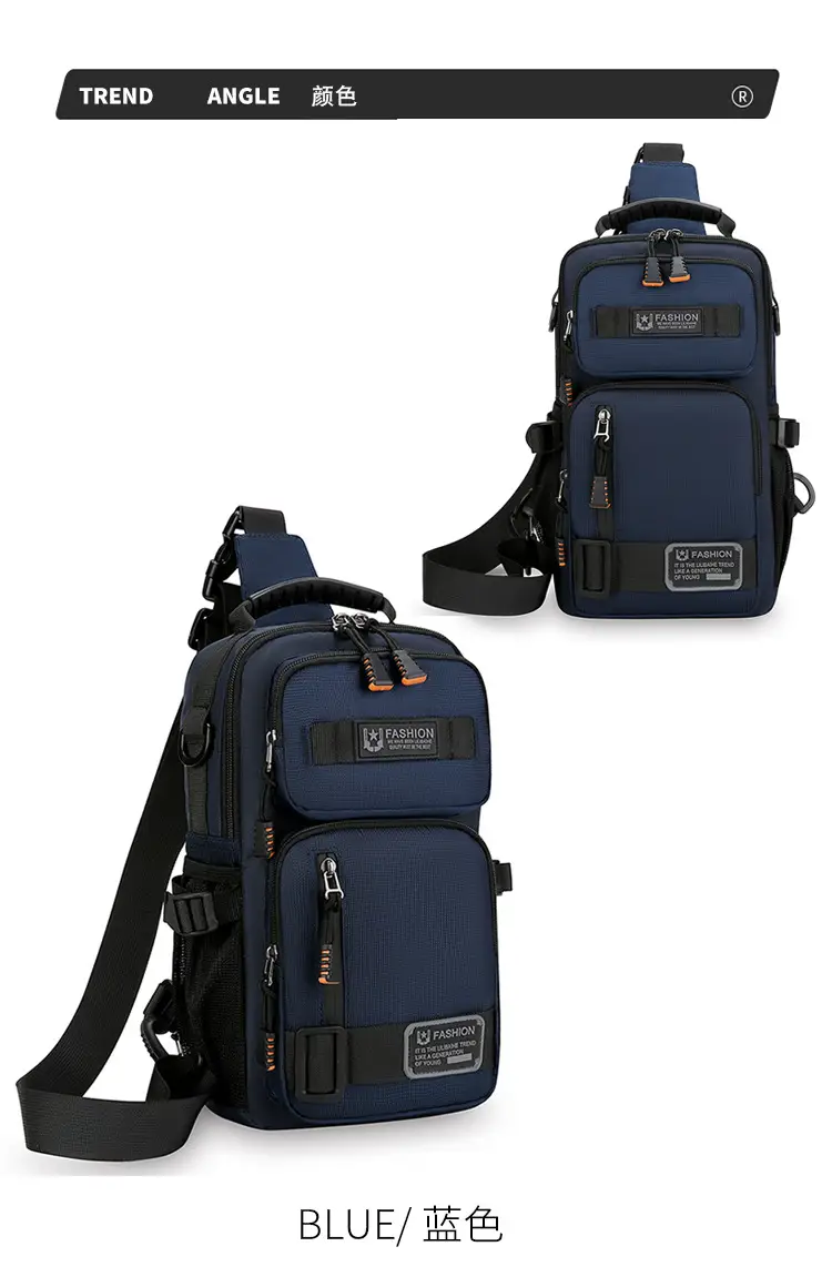 Men's Multi-Purpose Chest Bag Navy Blue Travel Sports Lightweight — feature 18