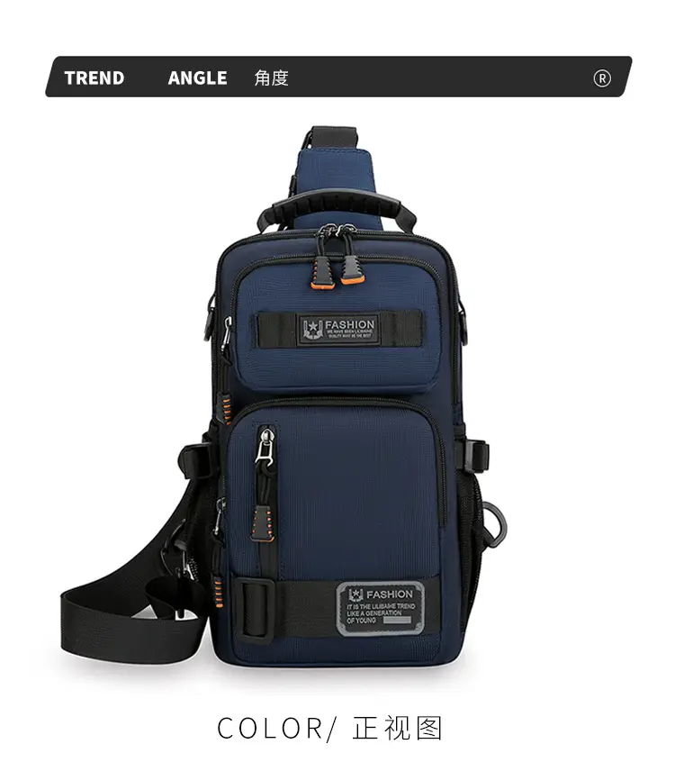 Men's Multi-Purpose Chest Bag Navy Blue Travel Sports Lightweight — feature 22