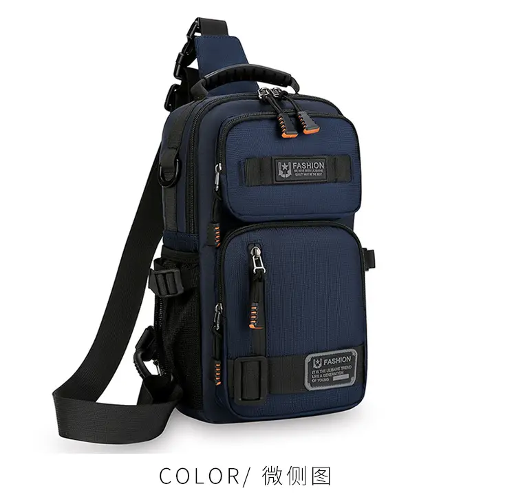 Men's Multi-Purpose Chest Bag Navy Blue Travel Sports Lightweight — feature 23