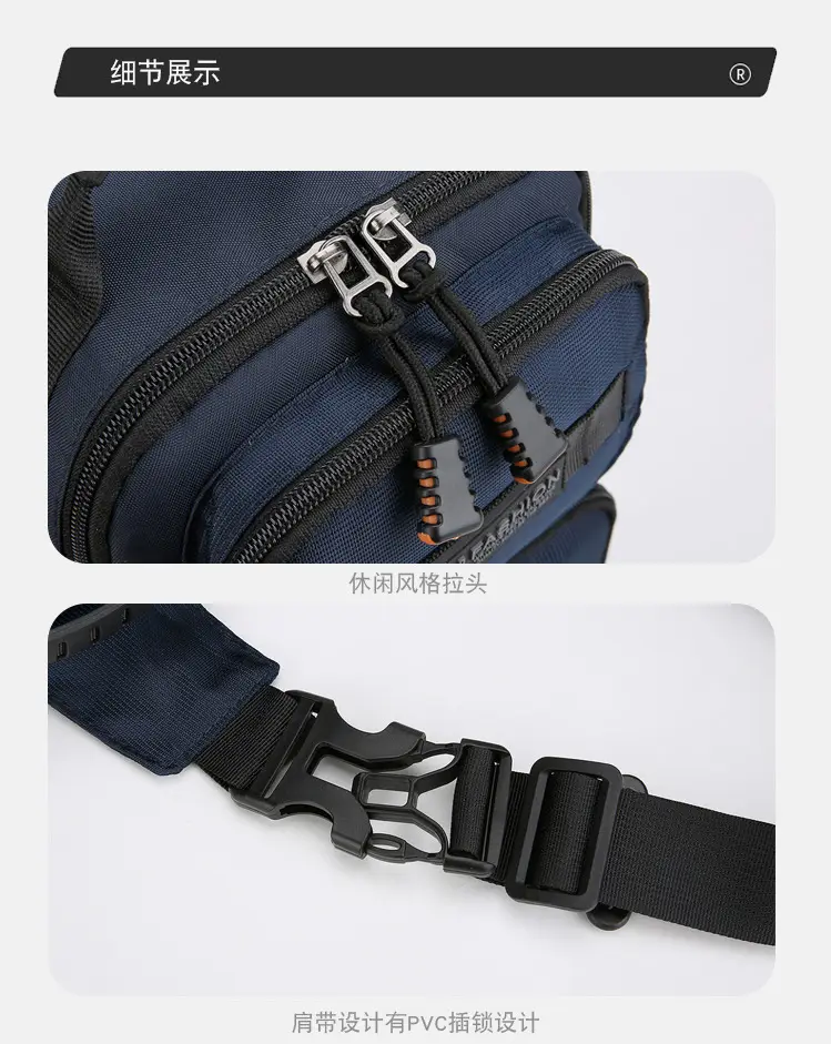 Men's Multi-Purpose Chest Bag Navy Blue Travel Sports Lightweight — feature 27