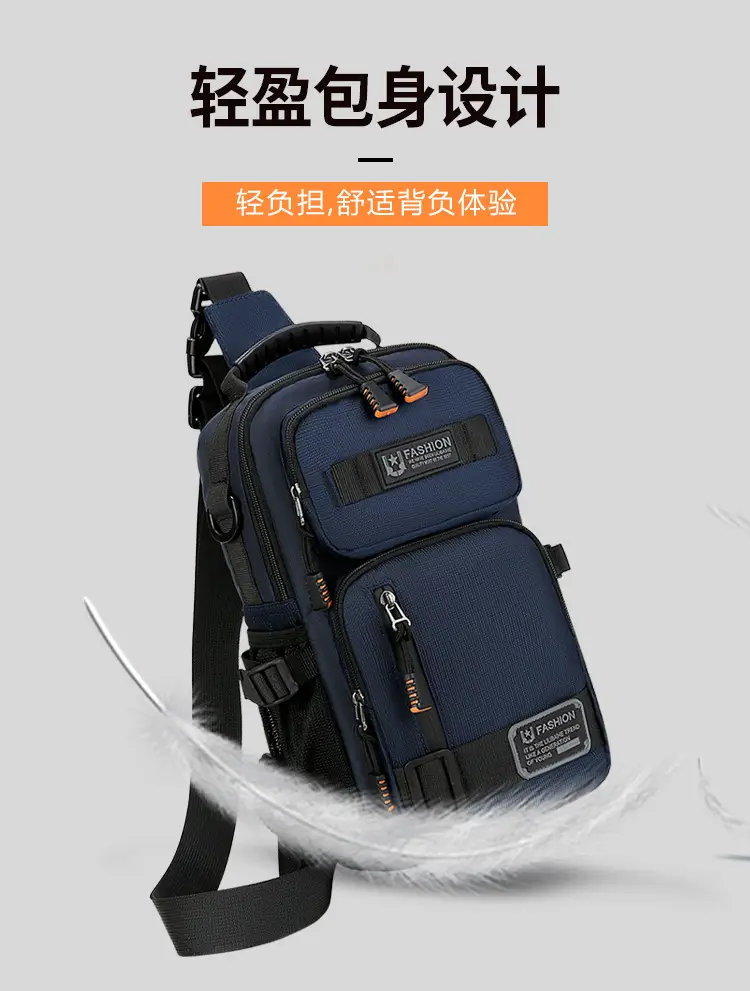 Men's Multi-Purpose Chest Bag Navy Blue Travel Sports Lightweight — feature 6