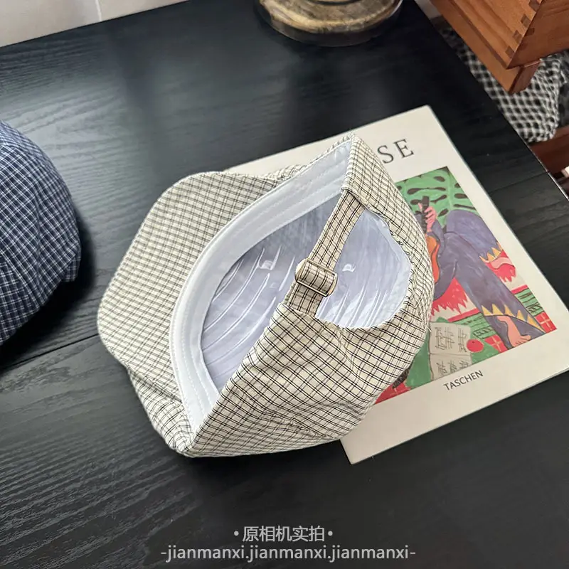 Japanese Plaid Letter Forward Cap Women Spring Summer Artistic Duckbill Cap — feature 10