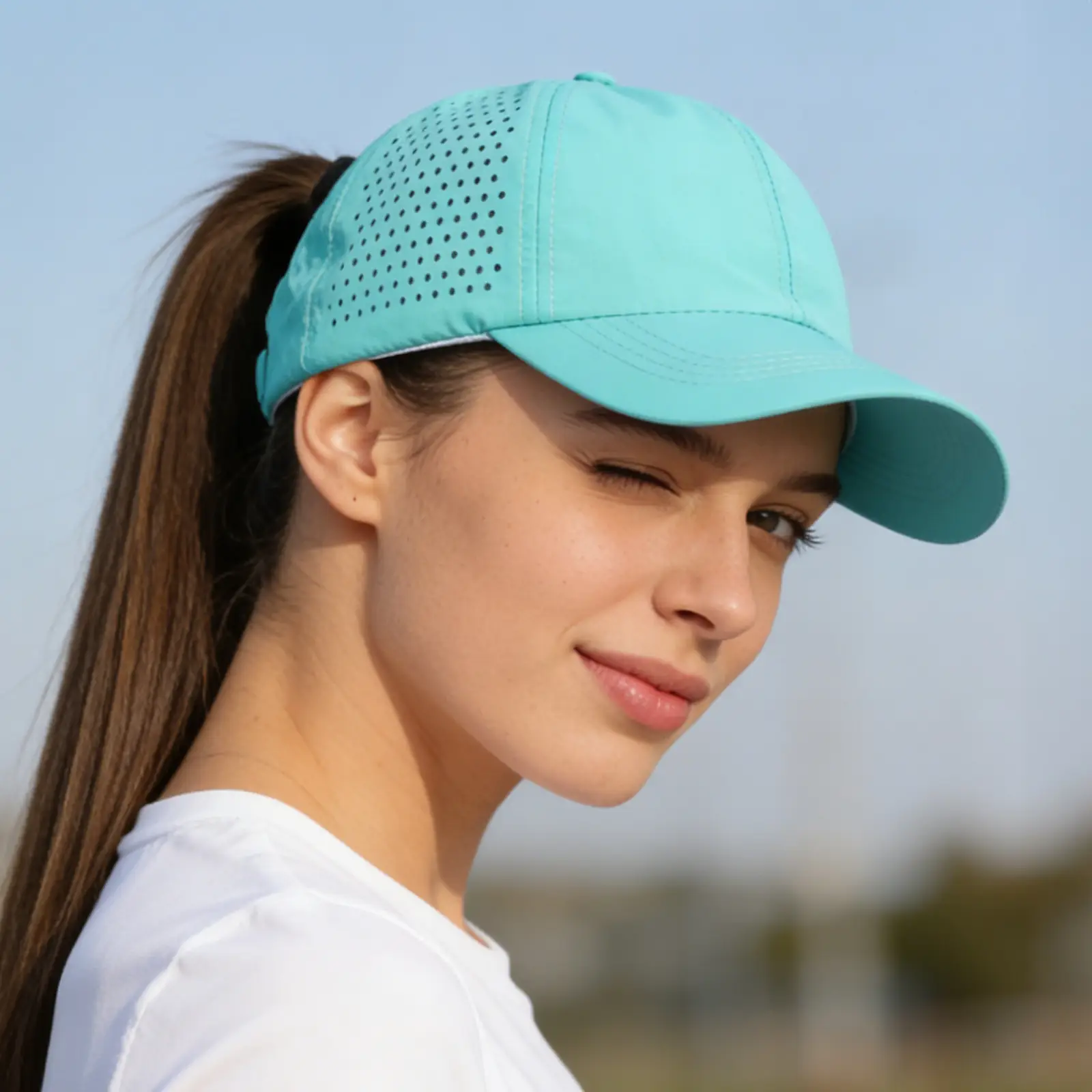 Women Blue Mesh Baseball Cap Breathable