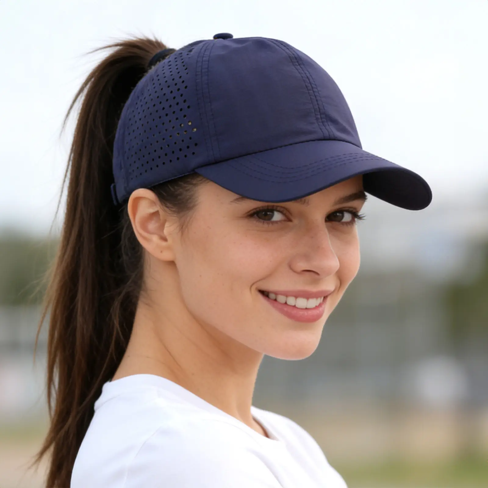 Women Blue Mesh Baseball Cap Breathable