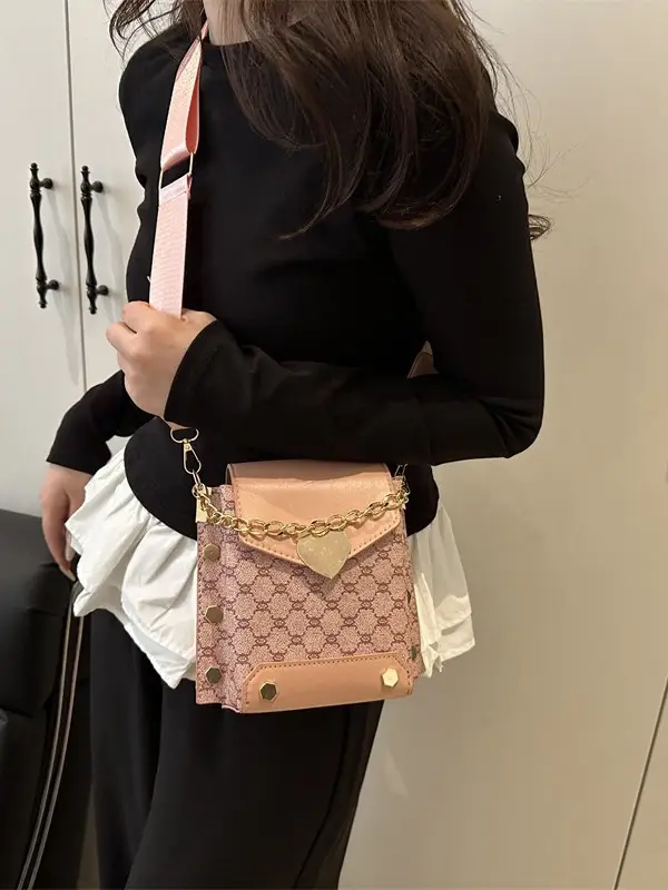 2025 Korean Fashion Crossbody Bag Brown Gold Chain - Image 9