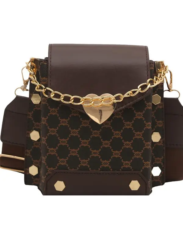 2025 Korean Fashion Crossbody Bag Brown Gold Chain - Image 10
