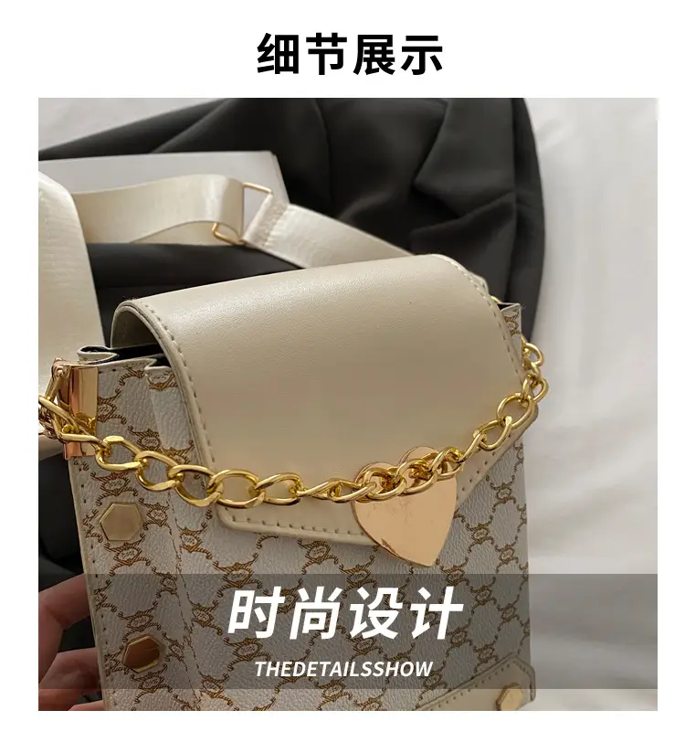 2025 Korean Fashion Crossbody Bag Brown Gold Chain — feature 3