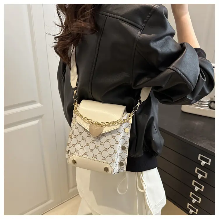 2025 Korean Fashion Crossbody Bag Brown Gold Chain — feature 9