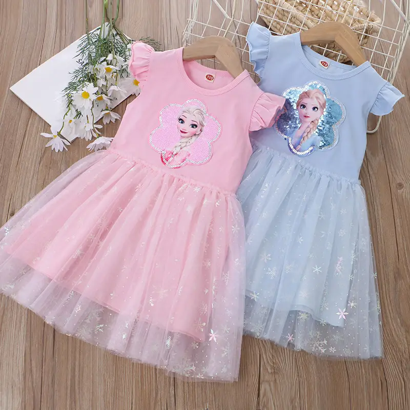 Elsa Princess Sequined Gauze Dress for Girls Light Blue - Image 7