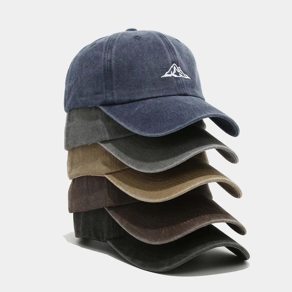 Women's British Vintage Washed Cap with Mountain Embroidery - Image 7