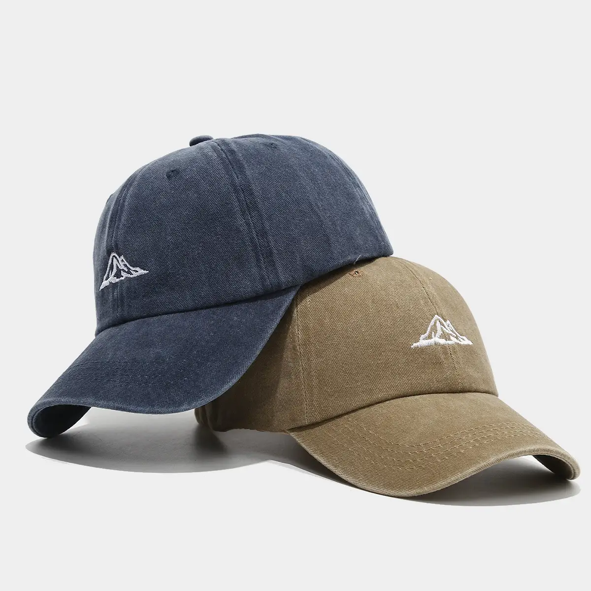 Women's British Vintage Washed Cap with Mountain Embroidery - Image 8