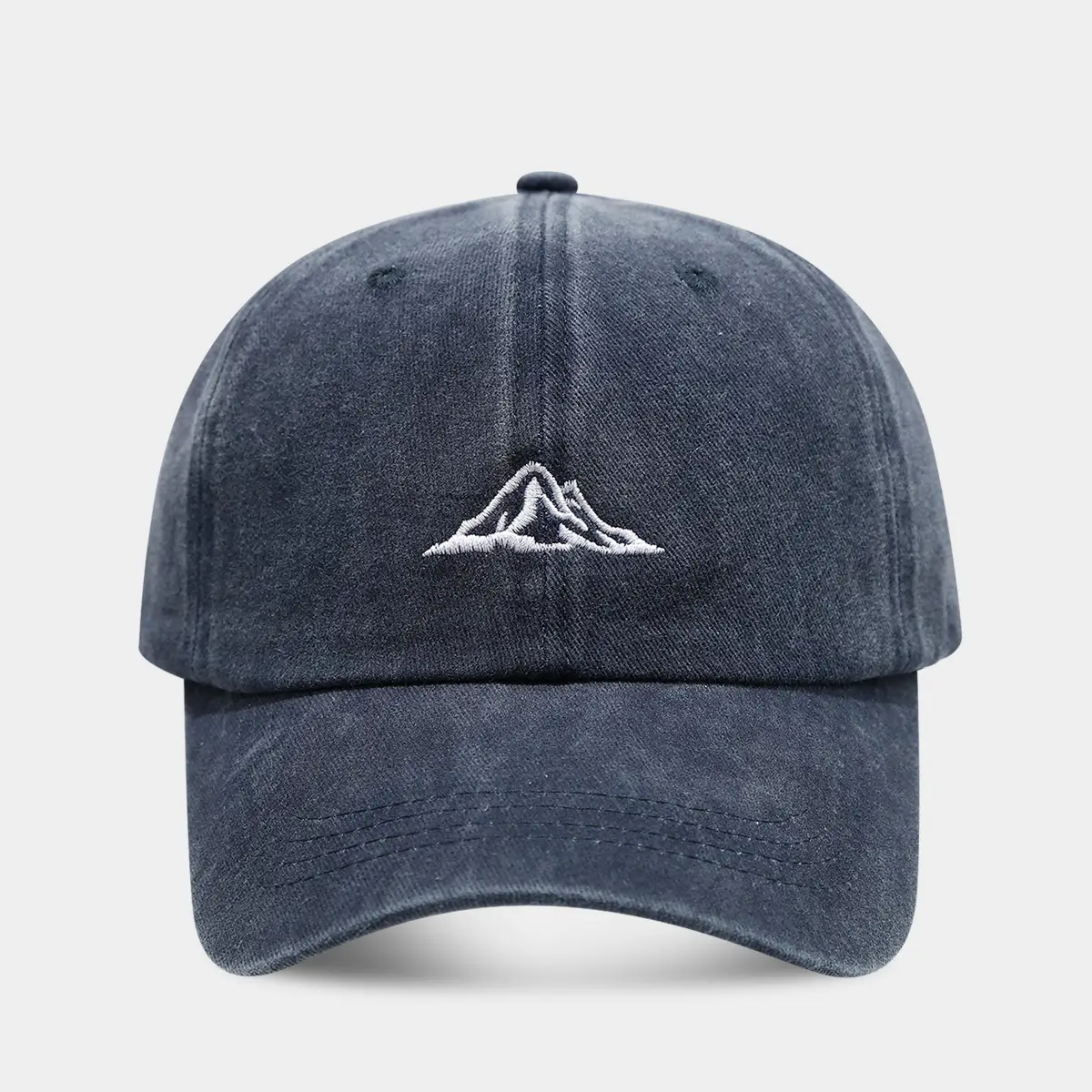 Women's British Vintage Washed Cap with Mountain Embroidery - Image 4
