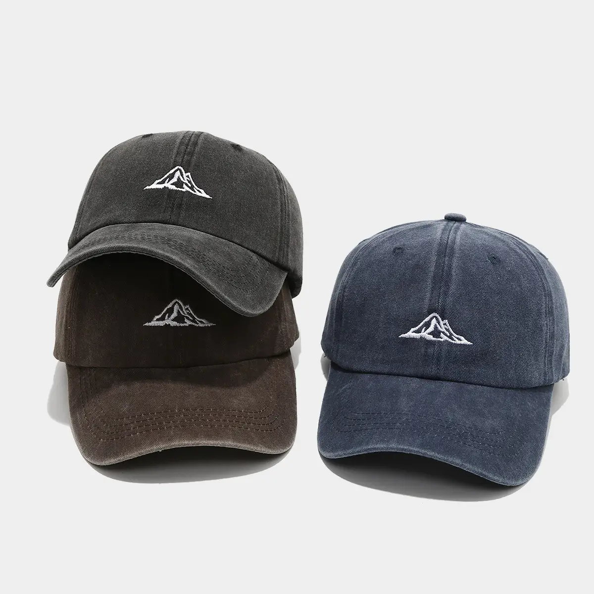 Women's British Vintage Washed Cap with Mountain Embroidery — feature 2