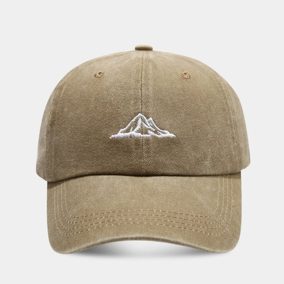 Women's British Vintage Washed Cap with Mountain Embroidery - Image 2