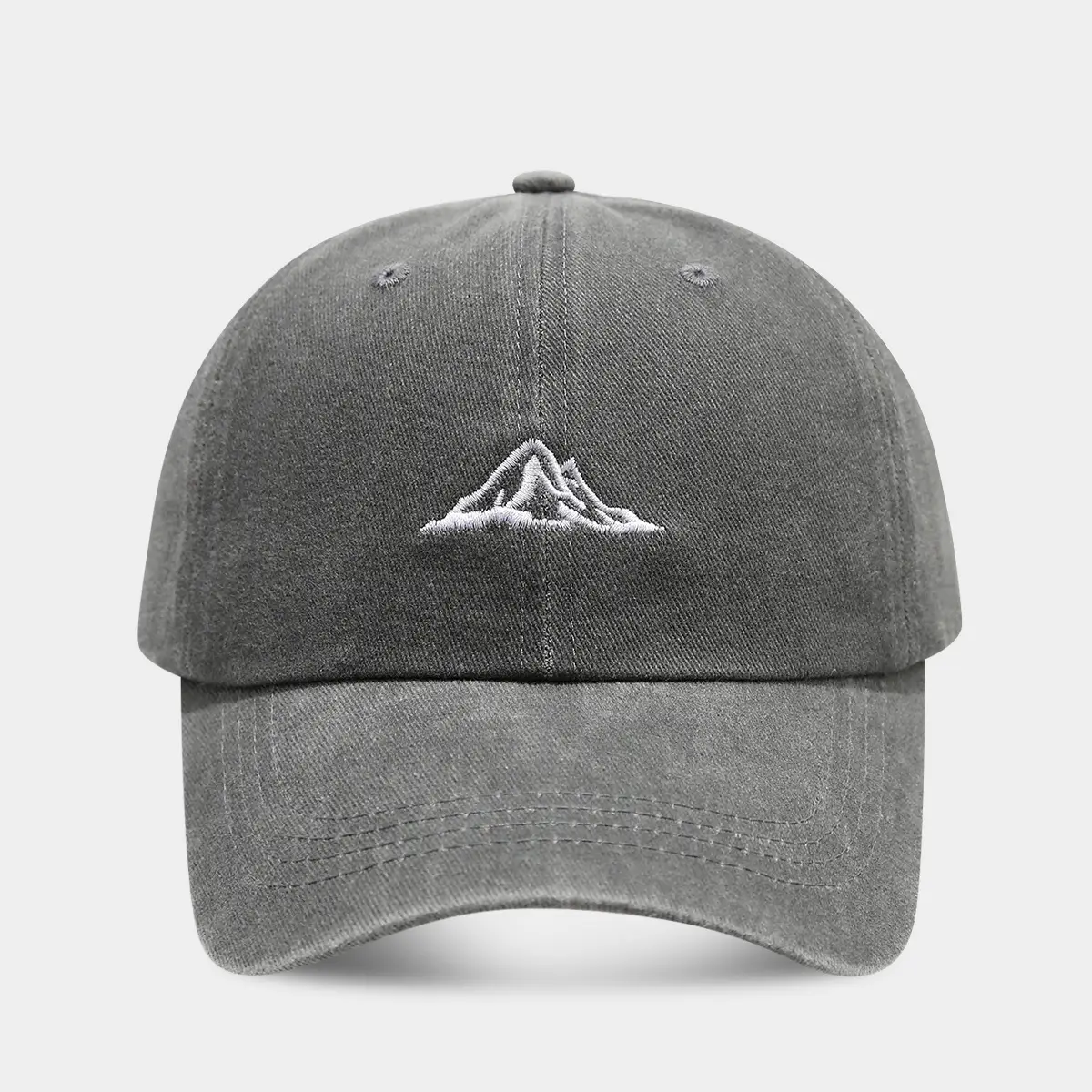 Women's British Vintage Washed Cap with Mountain Embroidery - Image 3